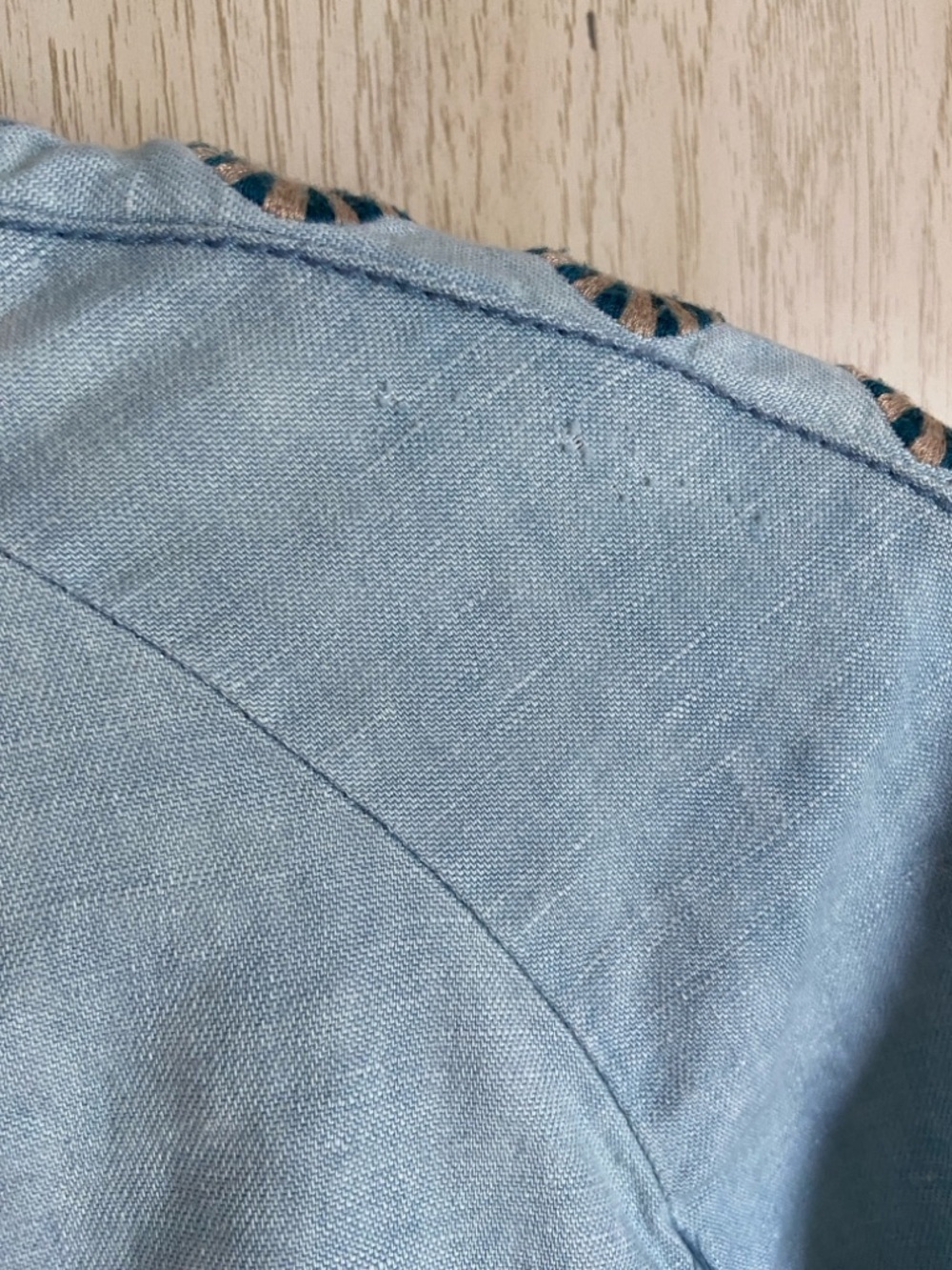 Free People Embroidered Chambray Jacket Womens Large Blue Linen Cotton Blend S - Picture 11 of 14